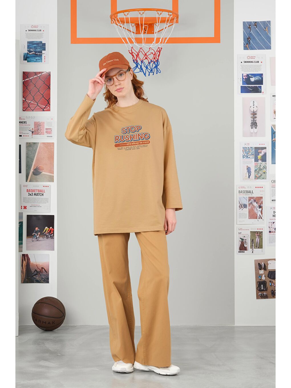 Bej Bisiklet Yaka Tişört 70 cm Nude-1