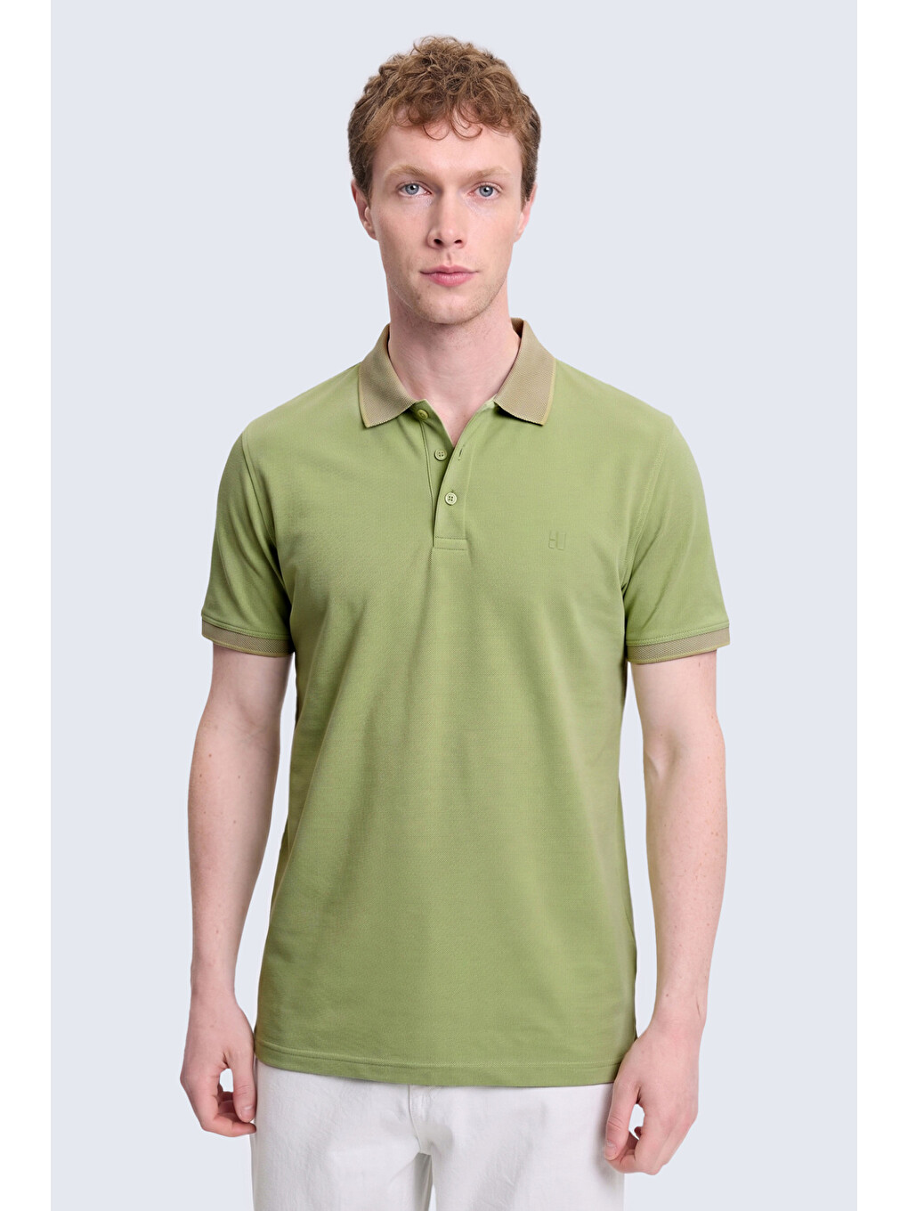 Yeşil Regular Fit Polo Yaka 100% Pamuklu Tişört