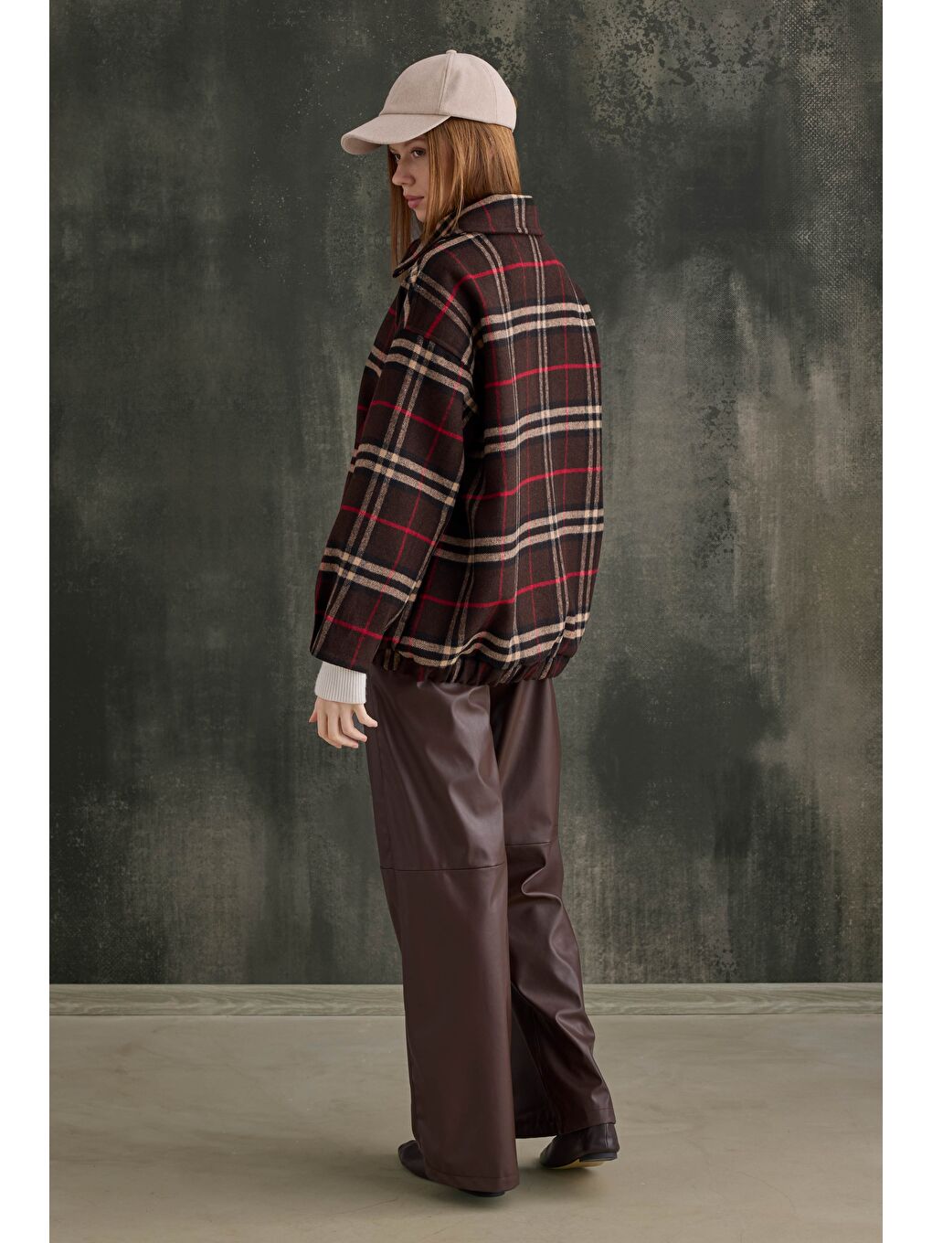 Kahverengi Kaşe Bomber Kaban-4