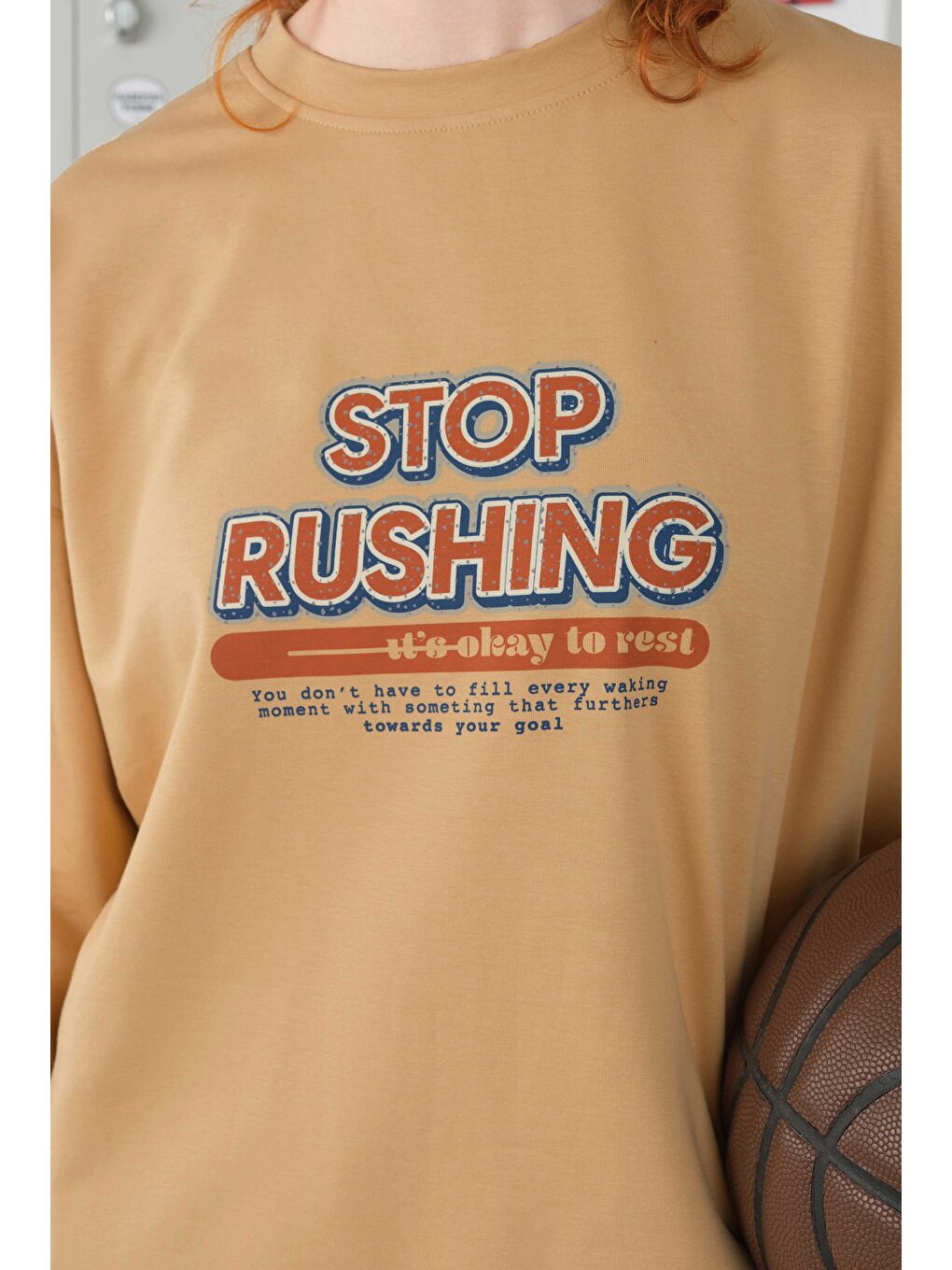 Bej Bisiklet Yaka Tişört 70 cm Nude-2