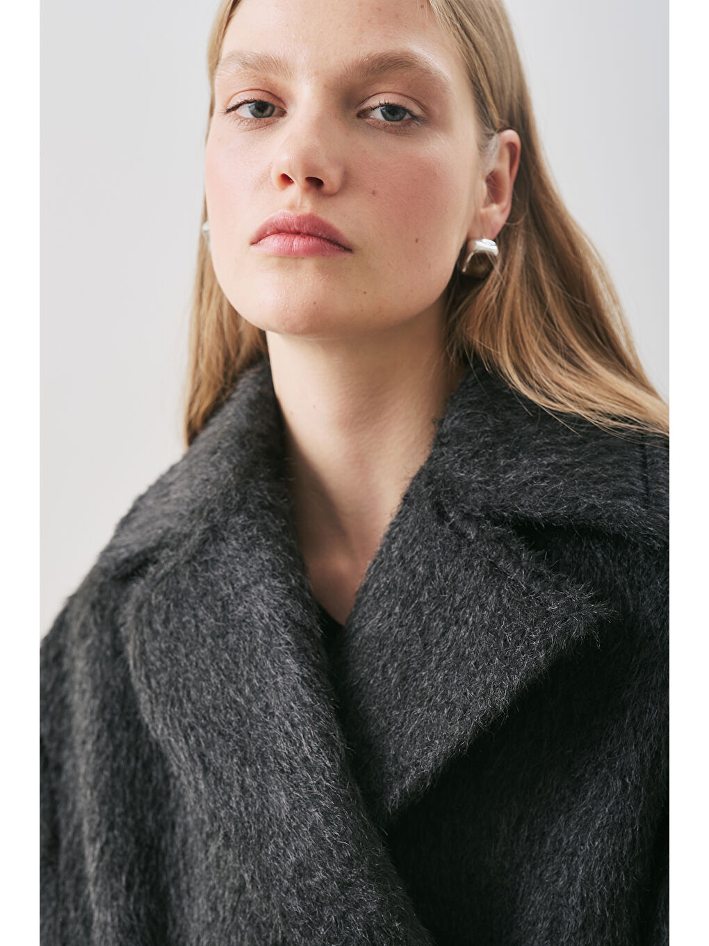 Boucle Kruvaze Kaban Siyah-4