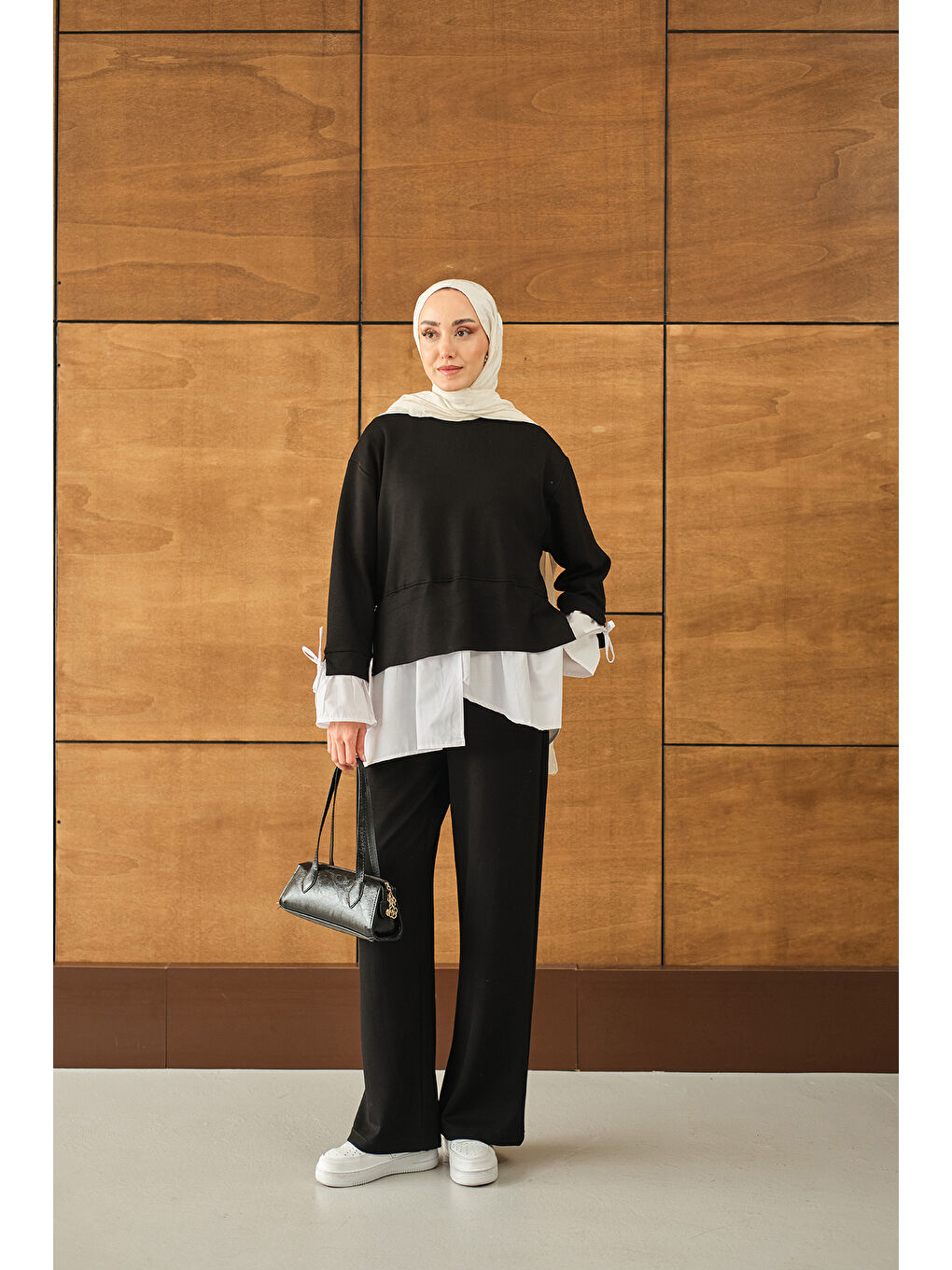 Kadın Garnili İkili Takım Siyah-1