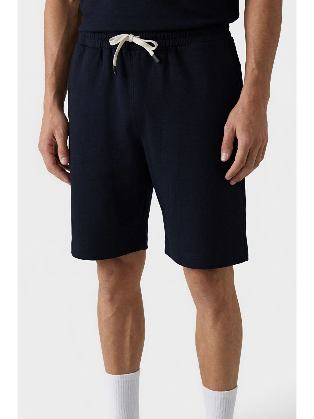 Lacivert Oversize Fit Basic Erkek Şort Takım - 85292-1