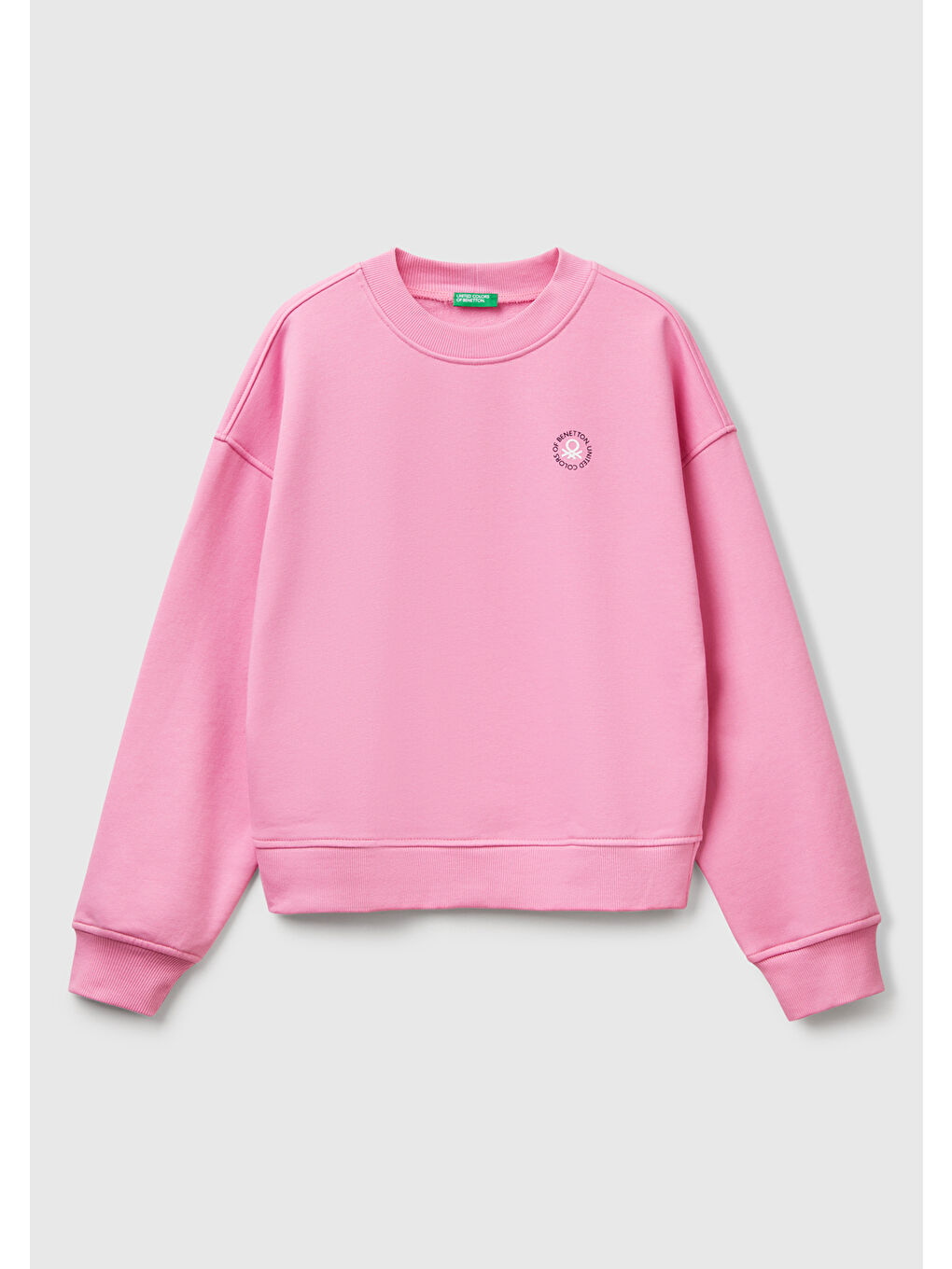 Kadın Pembe Pamuk Karışımlı Logo Baskılı Bisiklet Yaka Sweatshirt-1