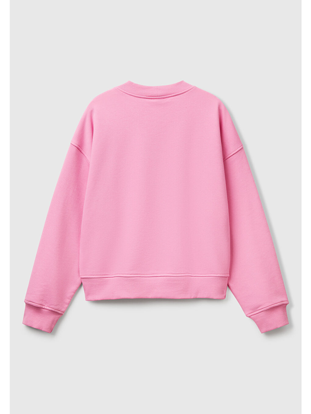 Kadın Pembe Pamuk Karışımlı Logo Baskılı Bisiklet Yaka Sweatshirt-3