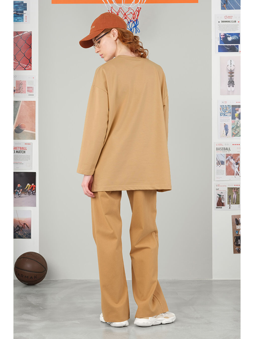 Bej Bisiklet Yaka Tişört 70 cm Nude-3