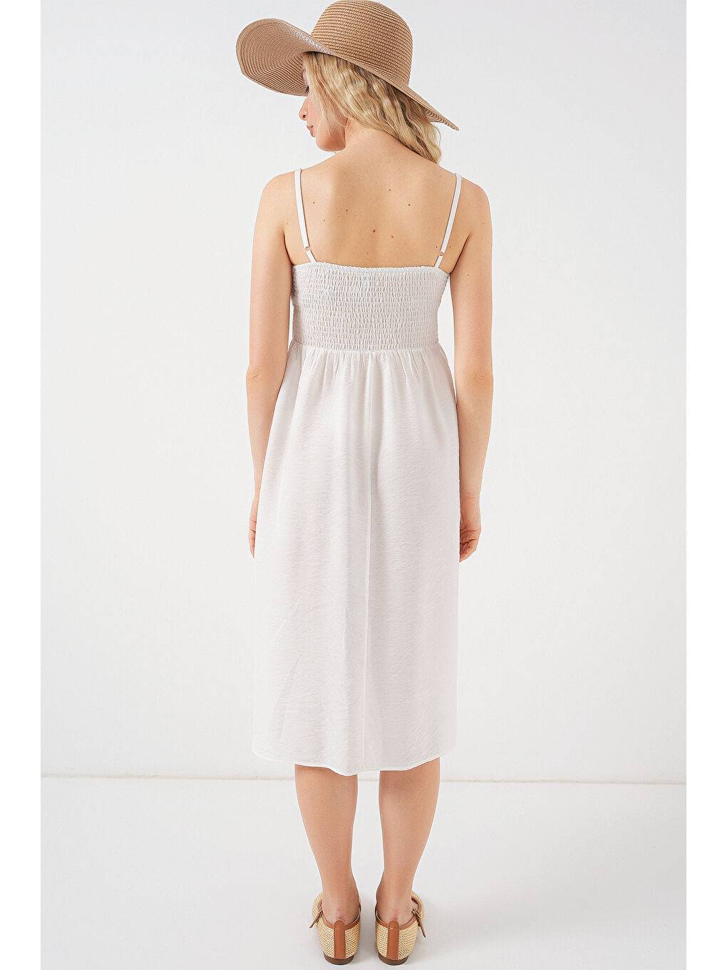 Kadın Askılı Ayrobin Elbise 2565 - Beyaz-5