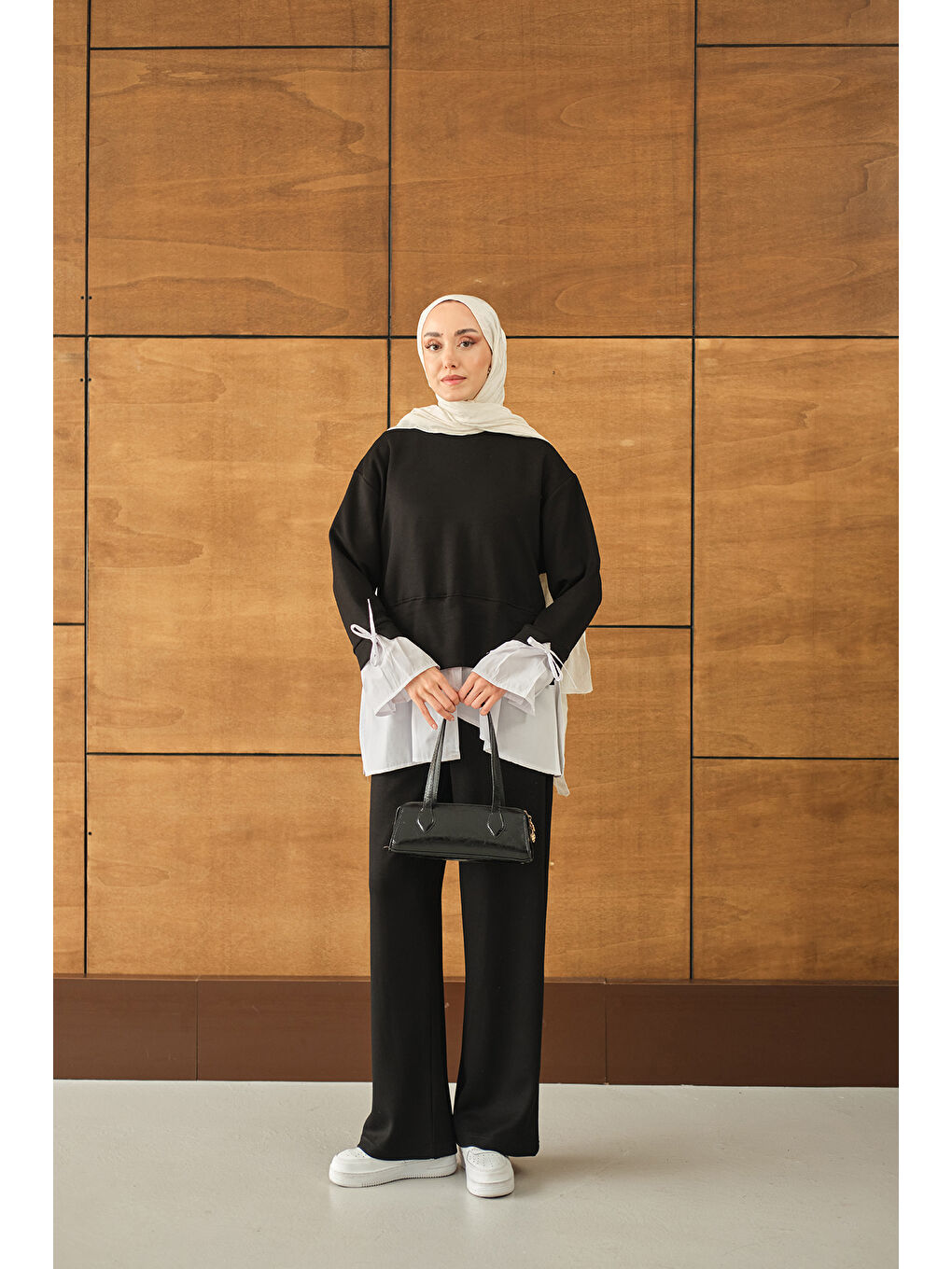 Kadın Garnili İkili Takım Siyah-4