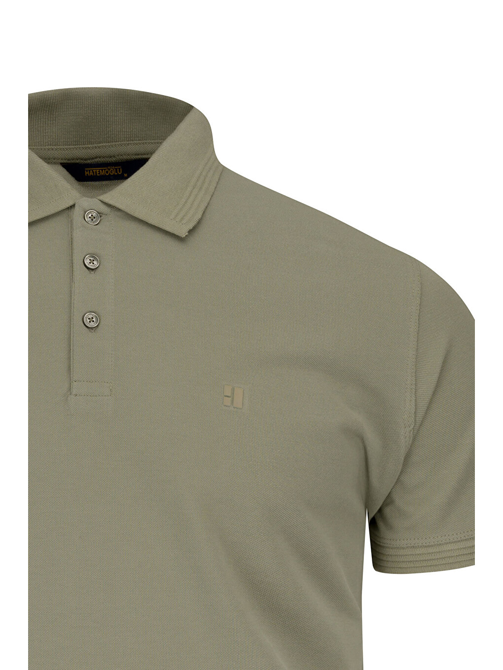 Gri Yeşil Regular Fit Polo Yaka 100 Pamuk Tişört-2