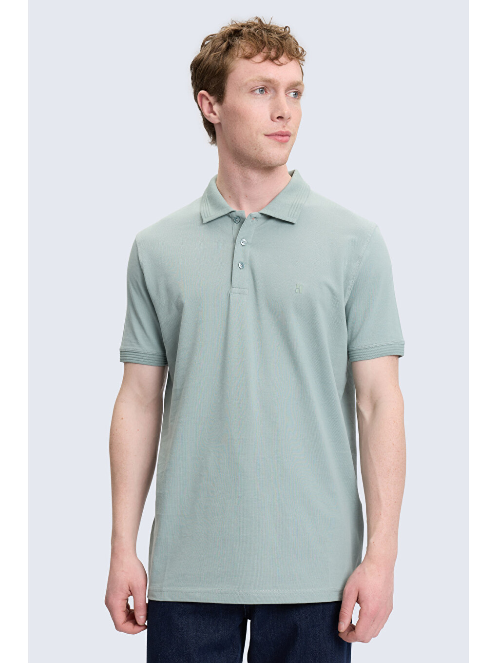 Yeşil Regular Fit Polo Yaka 100% Pamuk Tişört