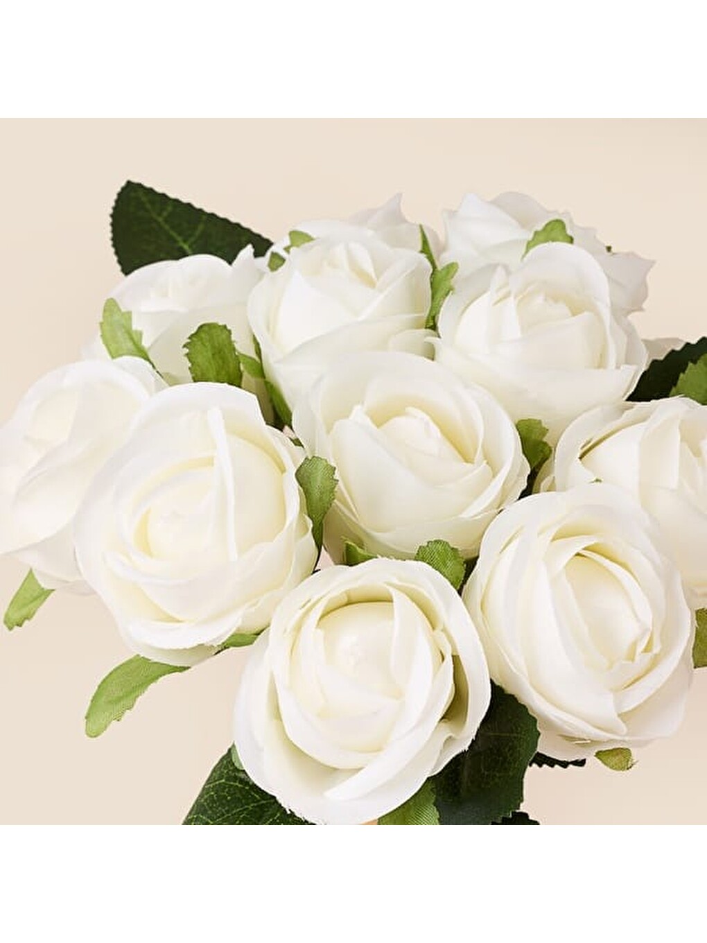 Deco Gül 12'li Buket Çiçek - Beyaz - 27 cm-1