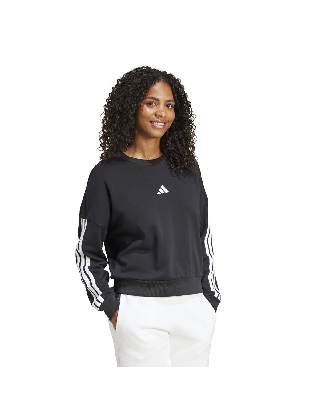 Karışık Essentials 3 Stripes French Terry Kadın Sweatshirt-2