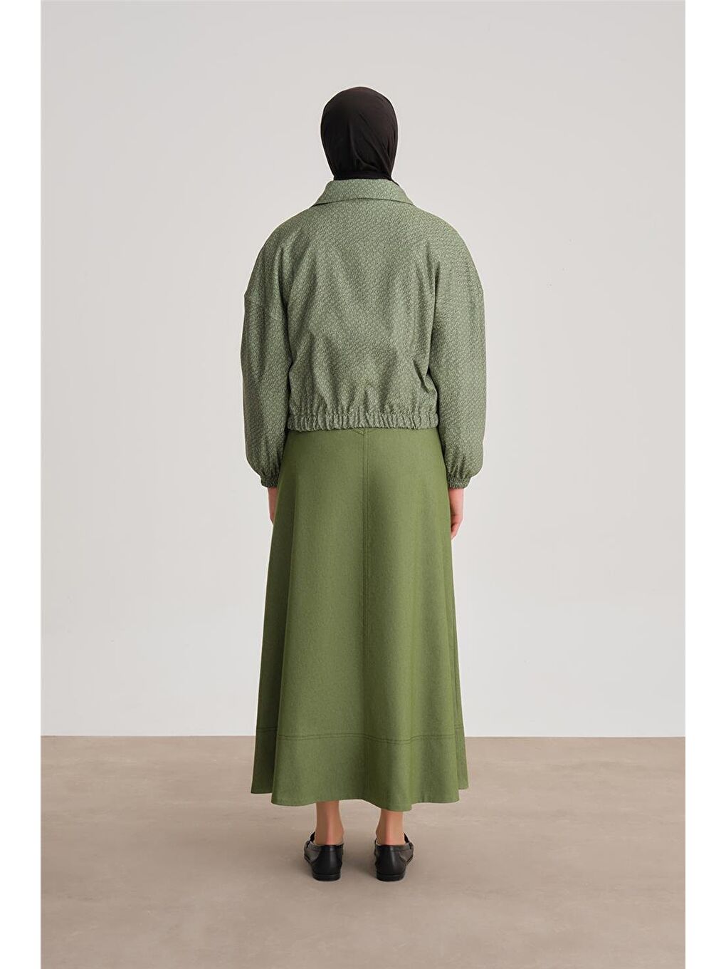 Baskılı Bomber Ceket 24Y5507 Yeşil-7