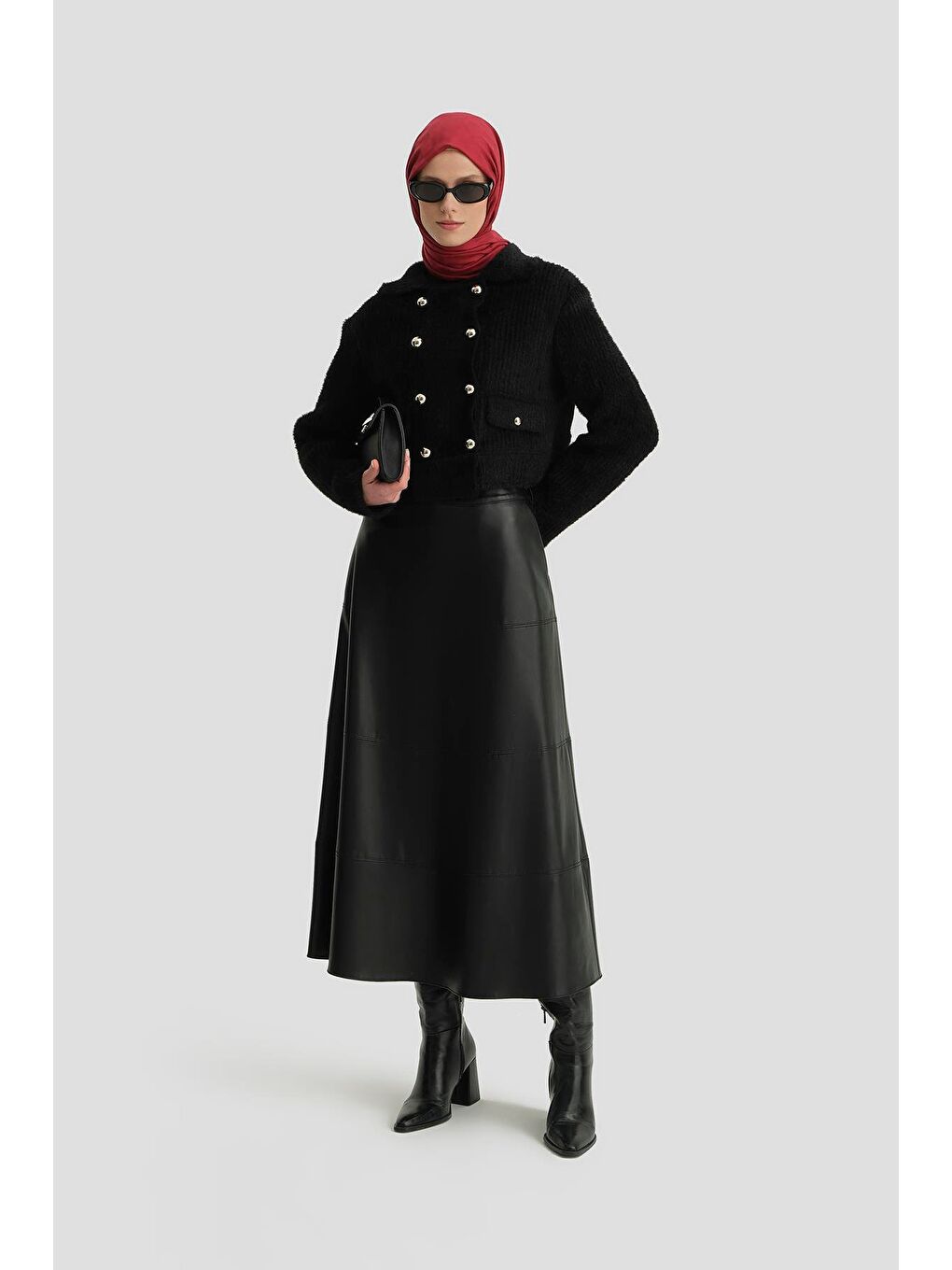 Tüylü Triko Ceket 24K5718 Siyah