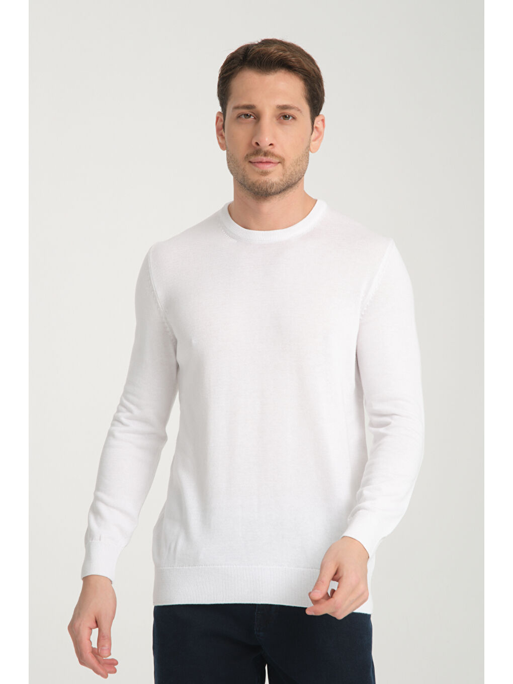 Beyaz Bisiklet Yaka Erkek Kazak 1001