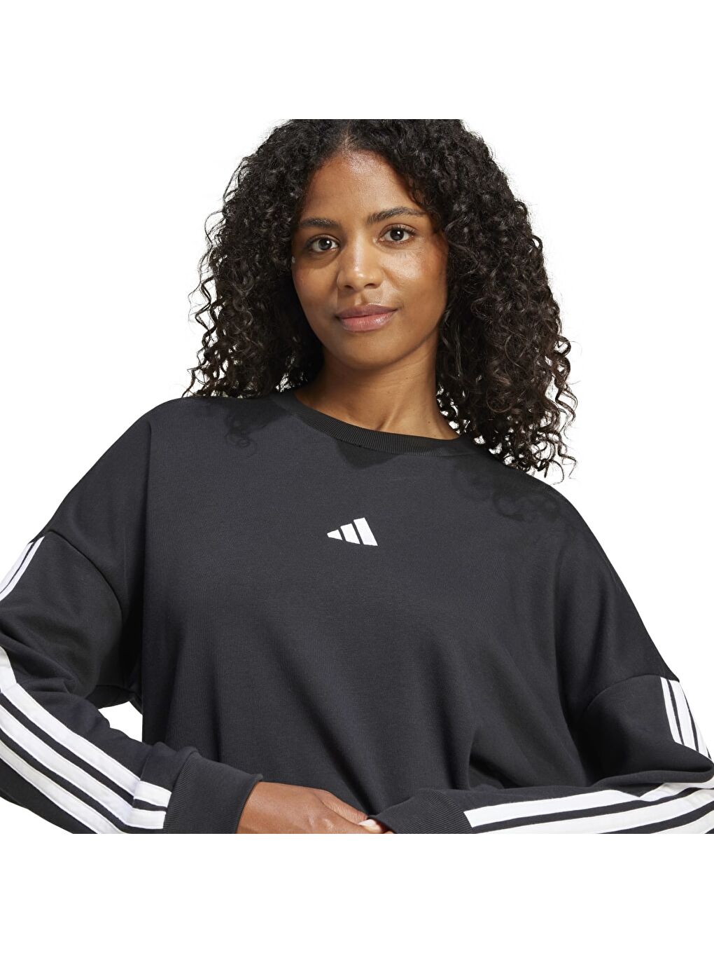 Karışık Essentials 3 Stripes French Terry Kadın Sweatshirt-4