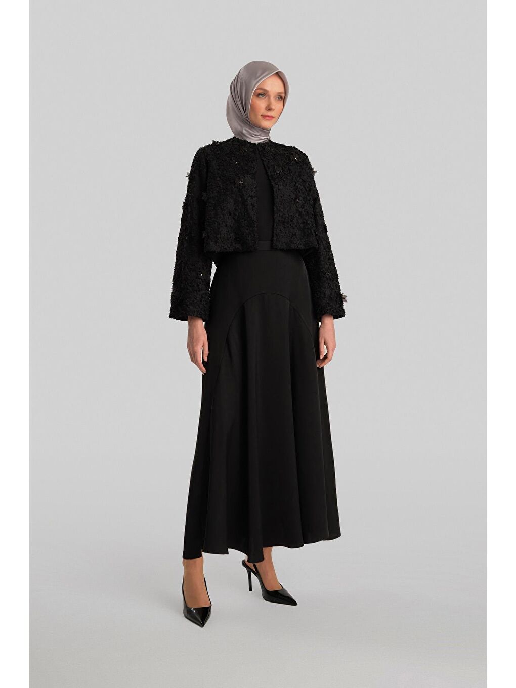 Taşlı Ve Çiçekli Ceket 24Y5415 Siyah-1