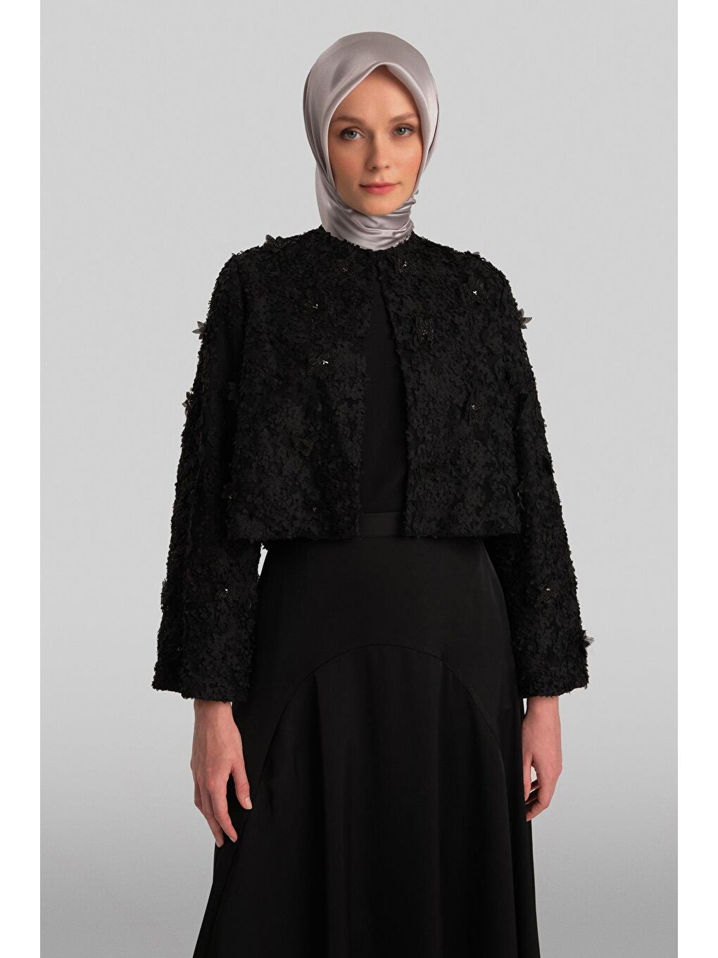 Taşlı Ve Çiçekli Ceket 24Y5415 Siyah-2