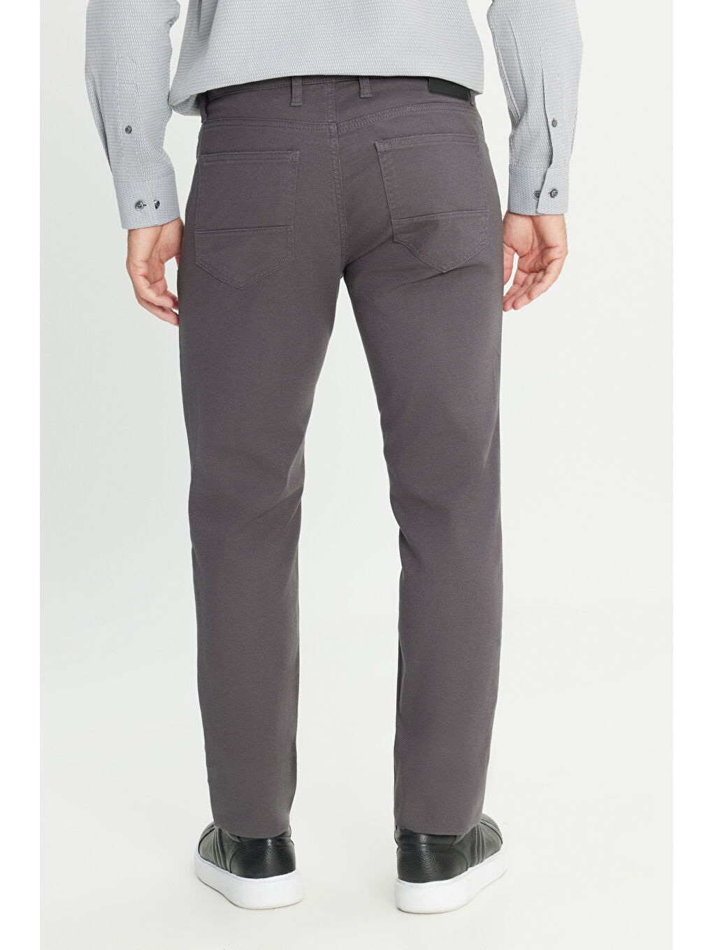 Erkek Antrasit Pamuklu Slim Fit Dar Kesim 5 Cep Armürlü Esnek Pantolon-5