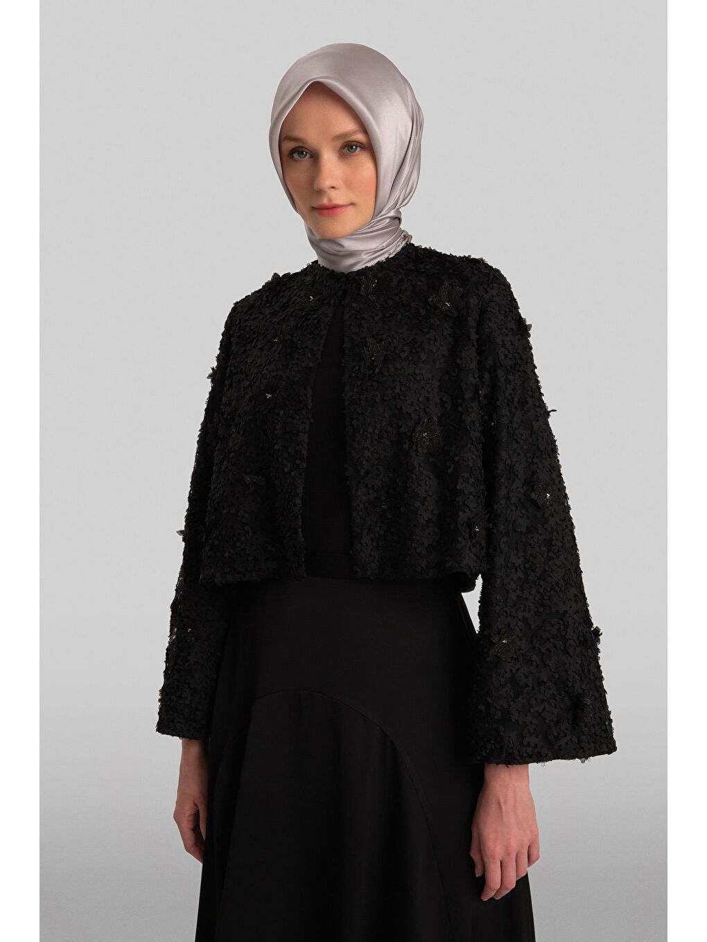 Taşlı Ve Çiçekli Ceket 24Y5415 Siyah-3