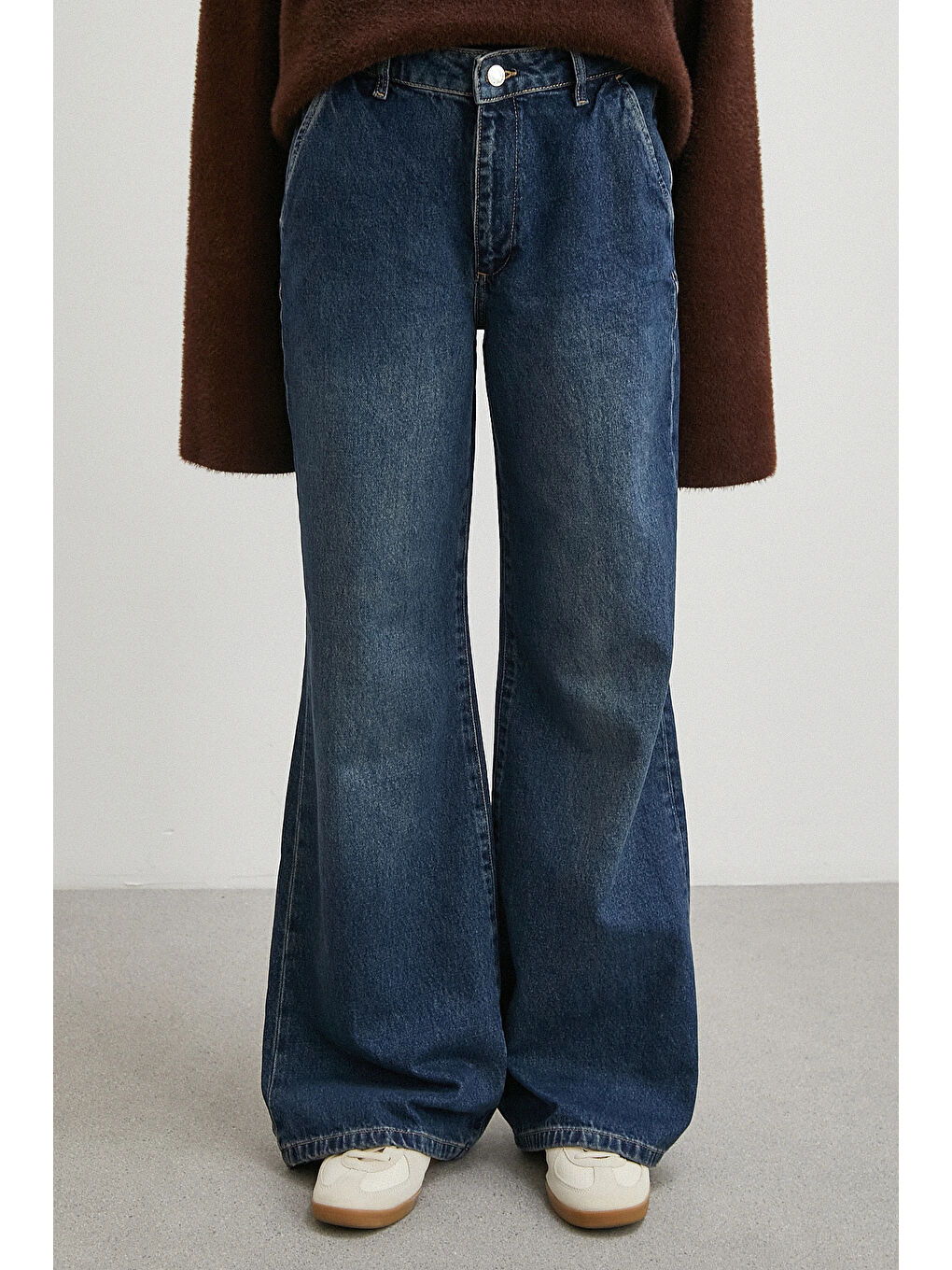 Yüksek Bel Flare Jean Lacivert-4