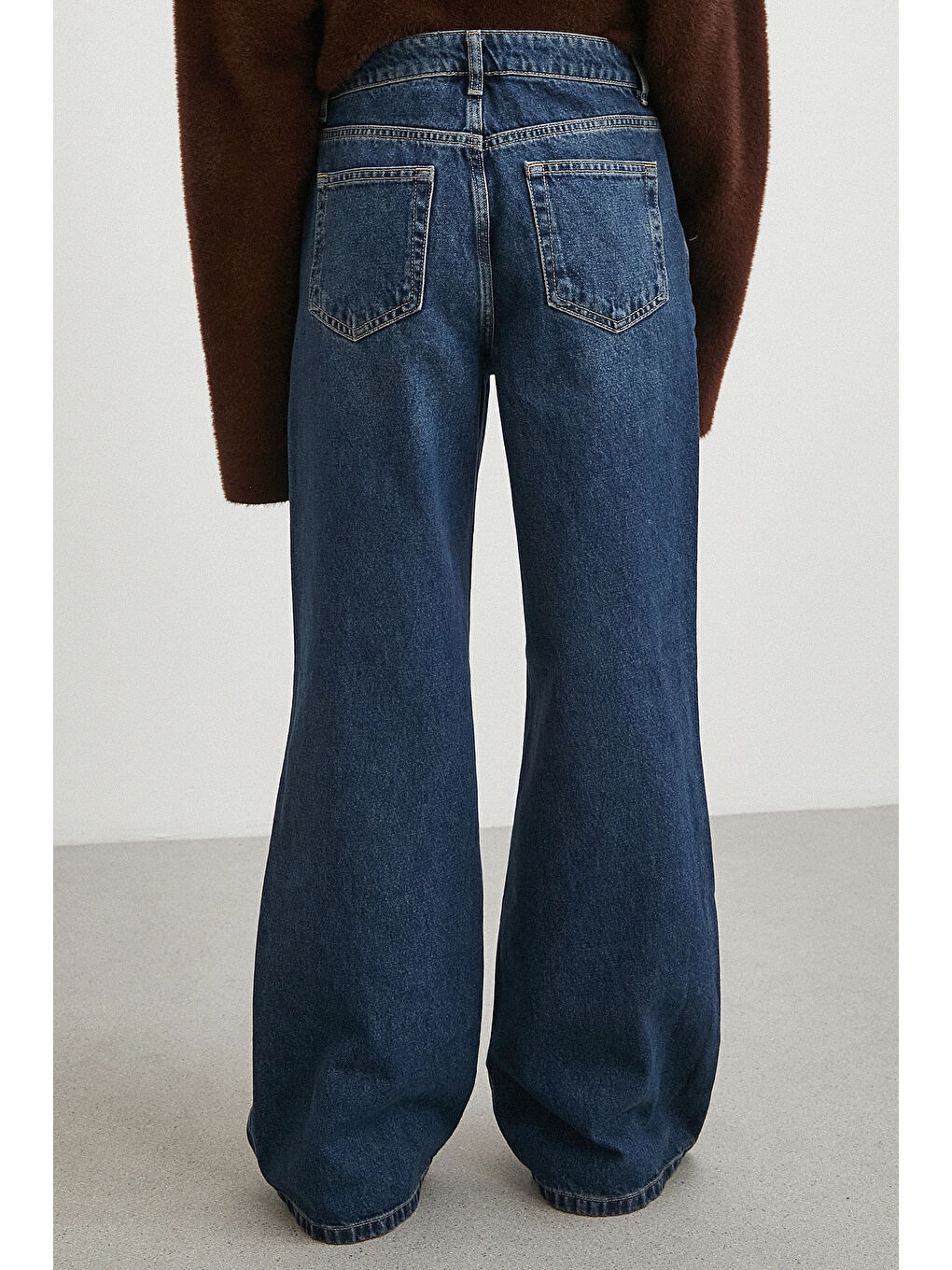 Yüksek Bel Flare Jean Lacivert-5