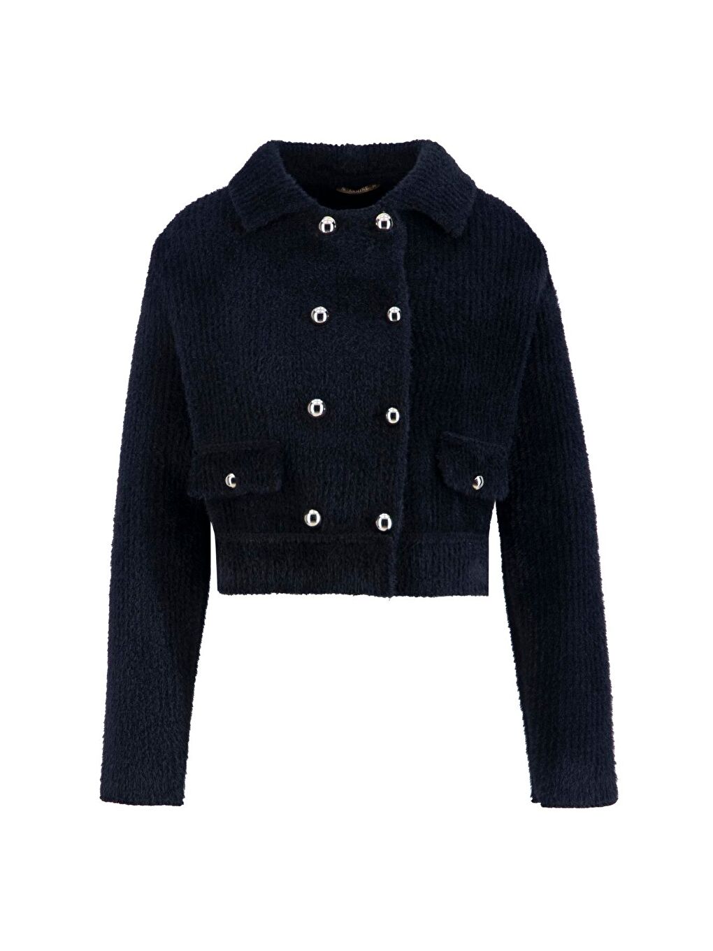 Tüylü Triko Ceket 24K5718 Siyah-5