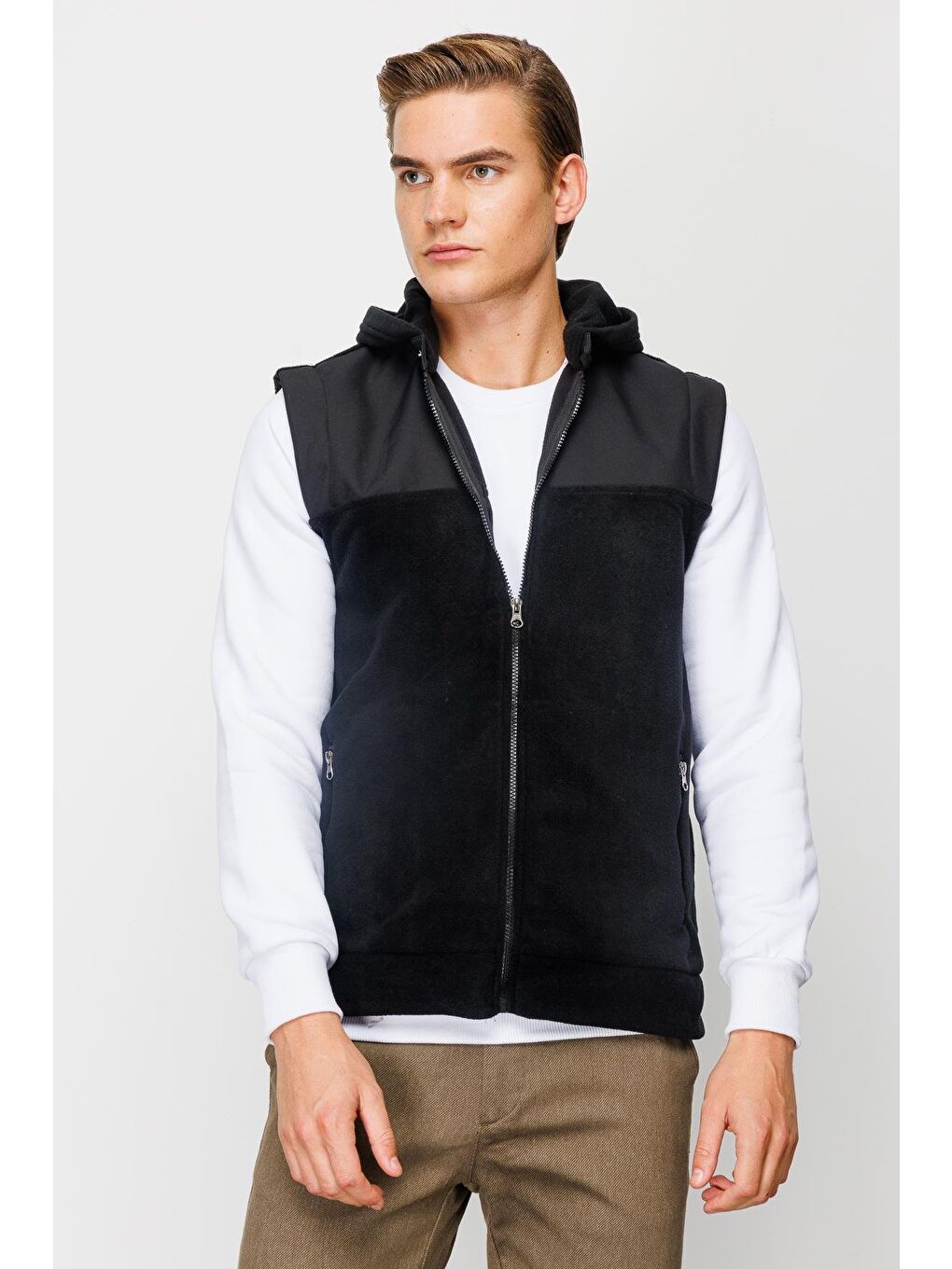 Erkek Siyah Yelek Polar