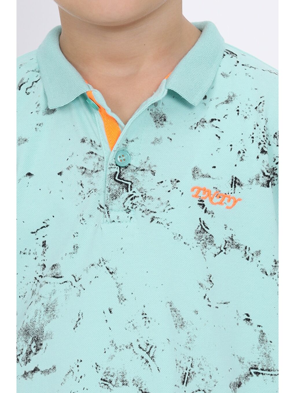 Turkuaz Erkek Çocuk Desenli Tişört-1