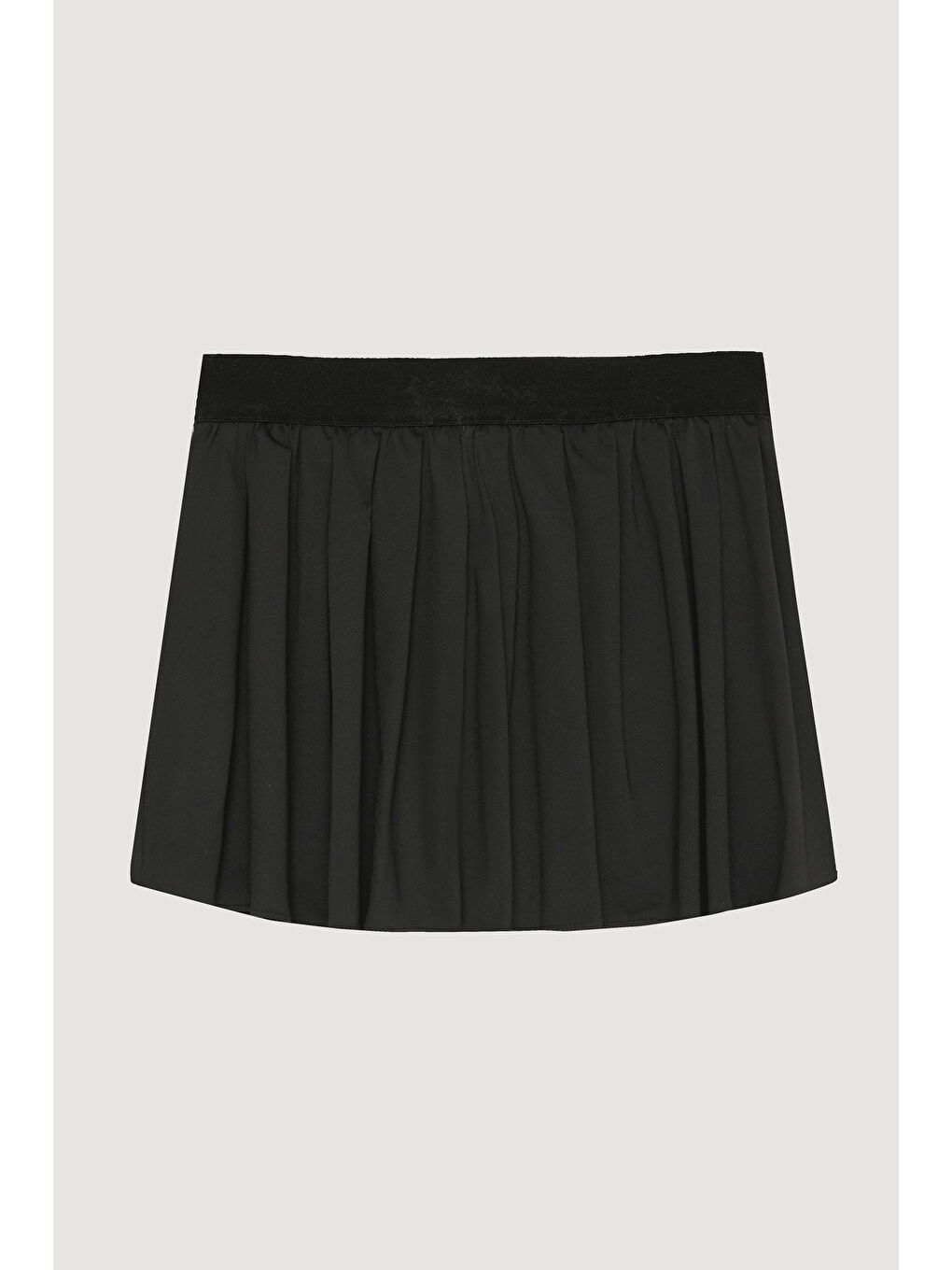 İçi Şortlu Beli Lastikli Pileli Mini Etek Siyah