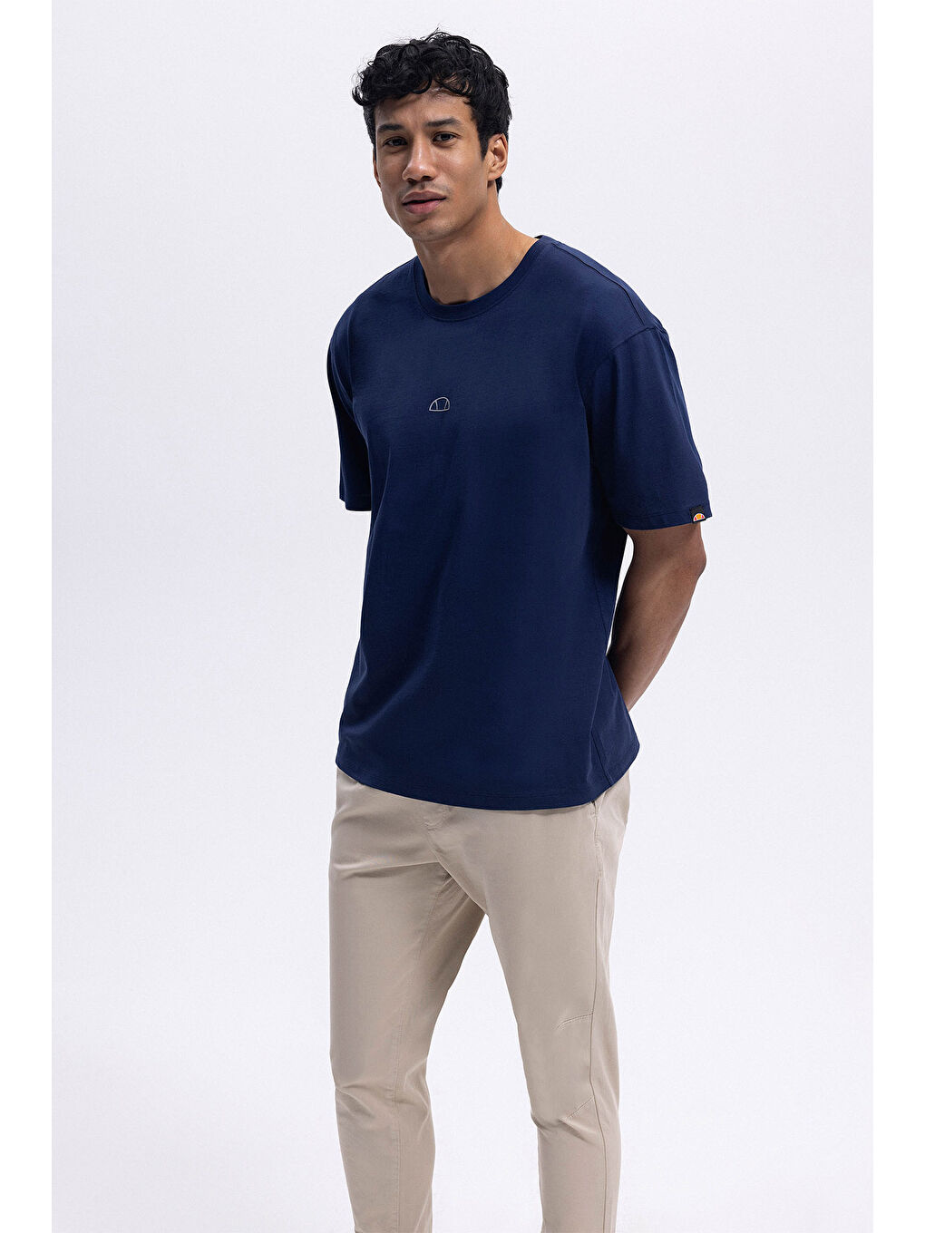 Lacivert % 100 Pamuk Oversize Fit Bisiklet Yaka T Shirt EM376-NV-2