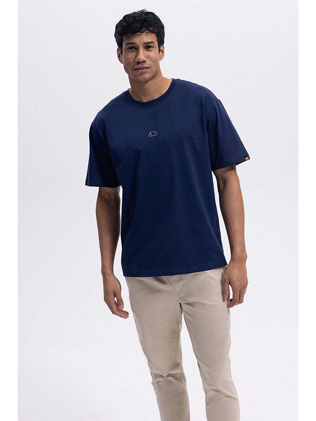 Lacivert % 100 Pamuk Oversize Fit Bisiklet Yaka T Shirt EM376-NV-3