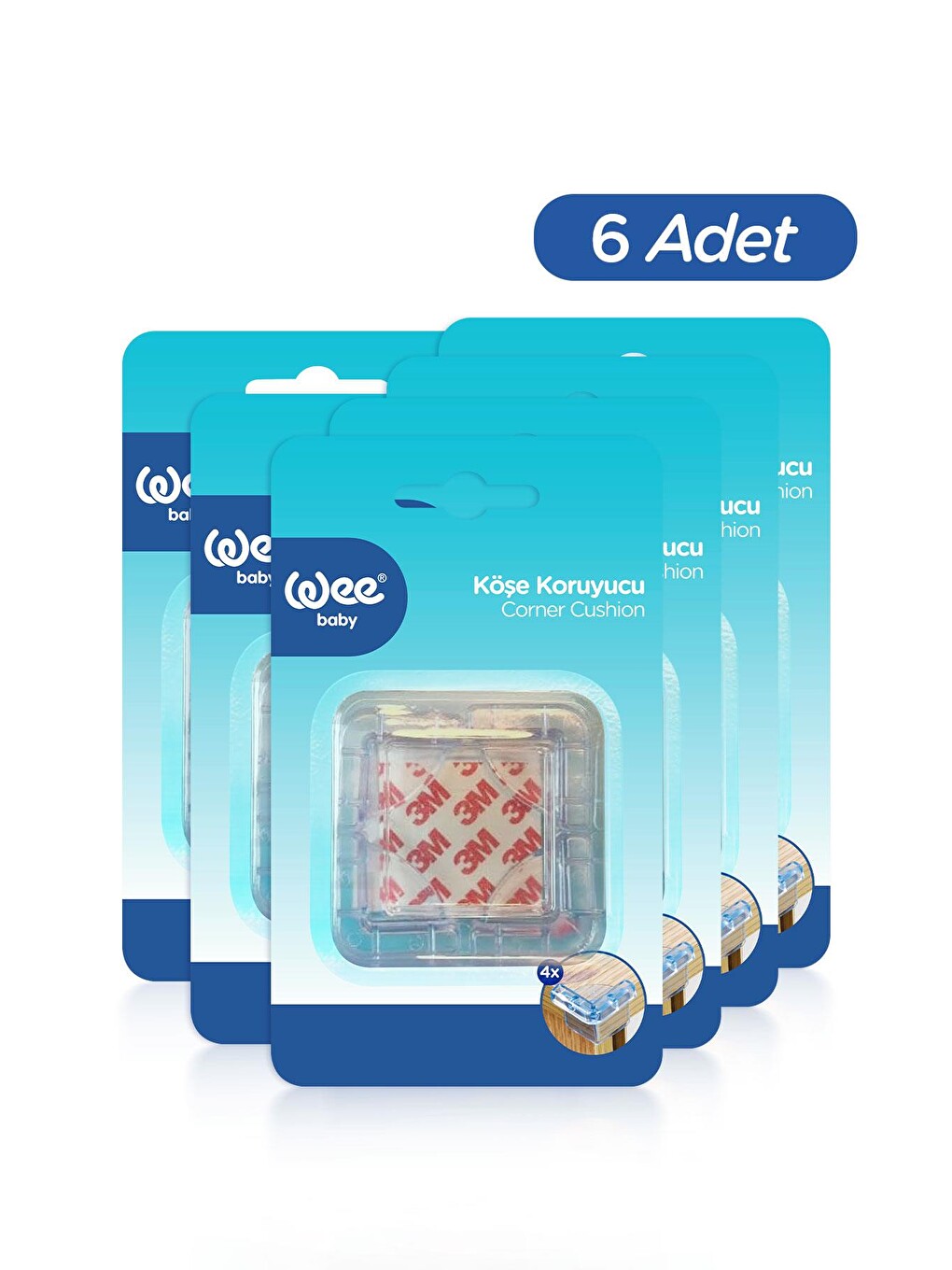 Vidasız Bebek Köşe Koruyucu 4'lü (4x6 24 Adet)