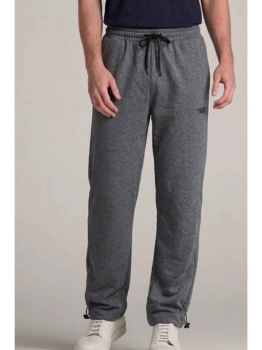 Gri Erkek Trend Baskılı Beli Lastikli Füme Baggy Eşofman Altı-4