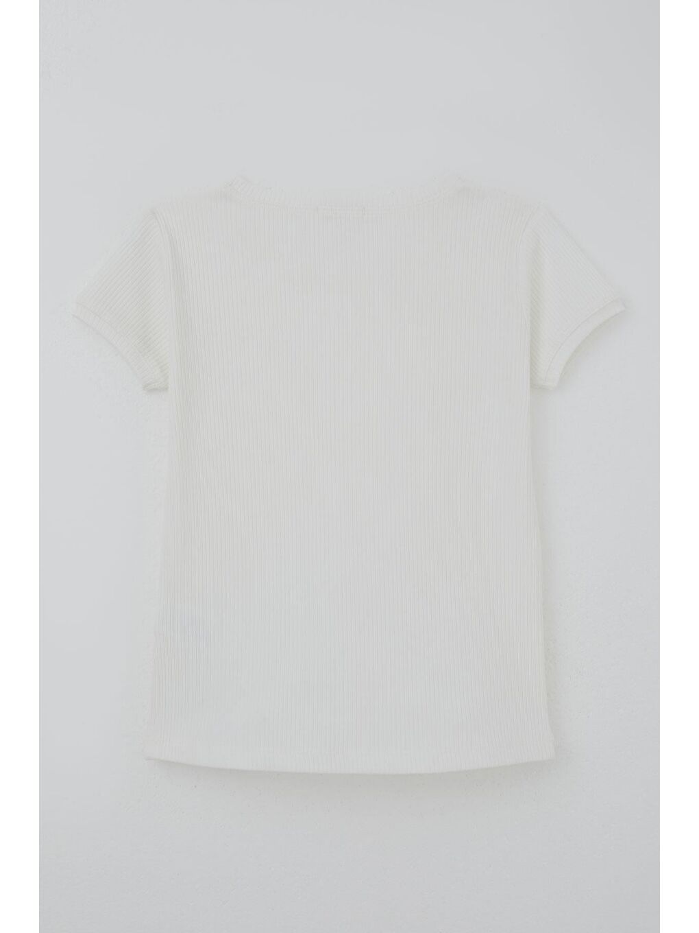 Kız Çocuk Tişört Taşlı Harf Arma Detaylı Beyaz (4-9 Yaş)-1