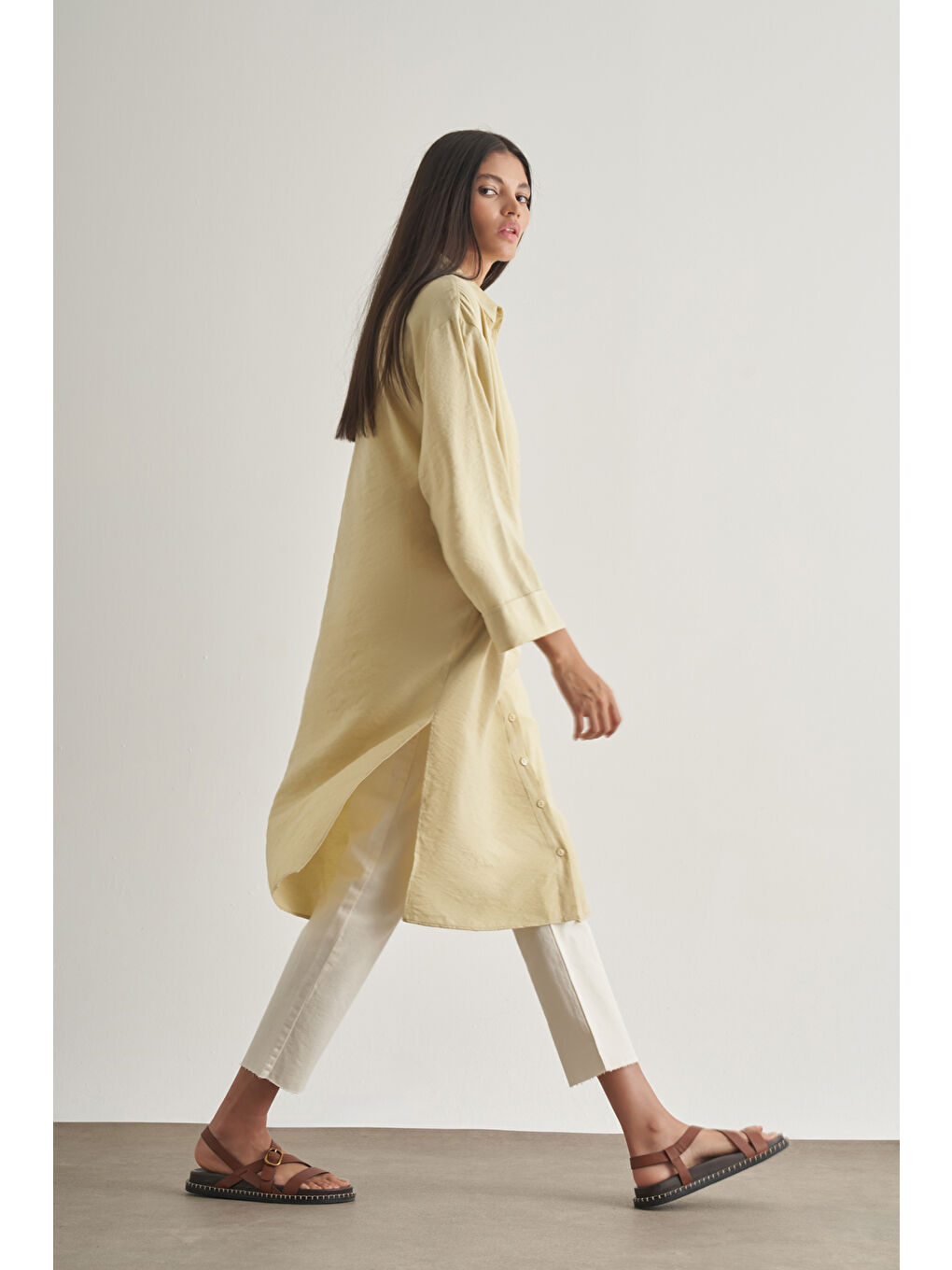 Turkuaz Modal Karışımlı Su Yeşili Uzun Tunik-1