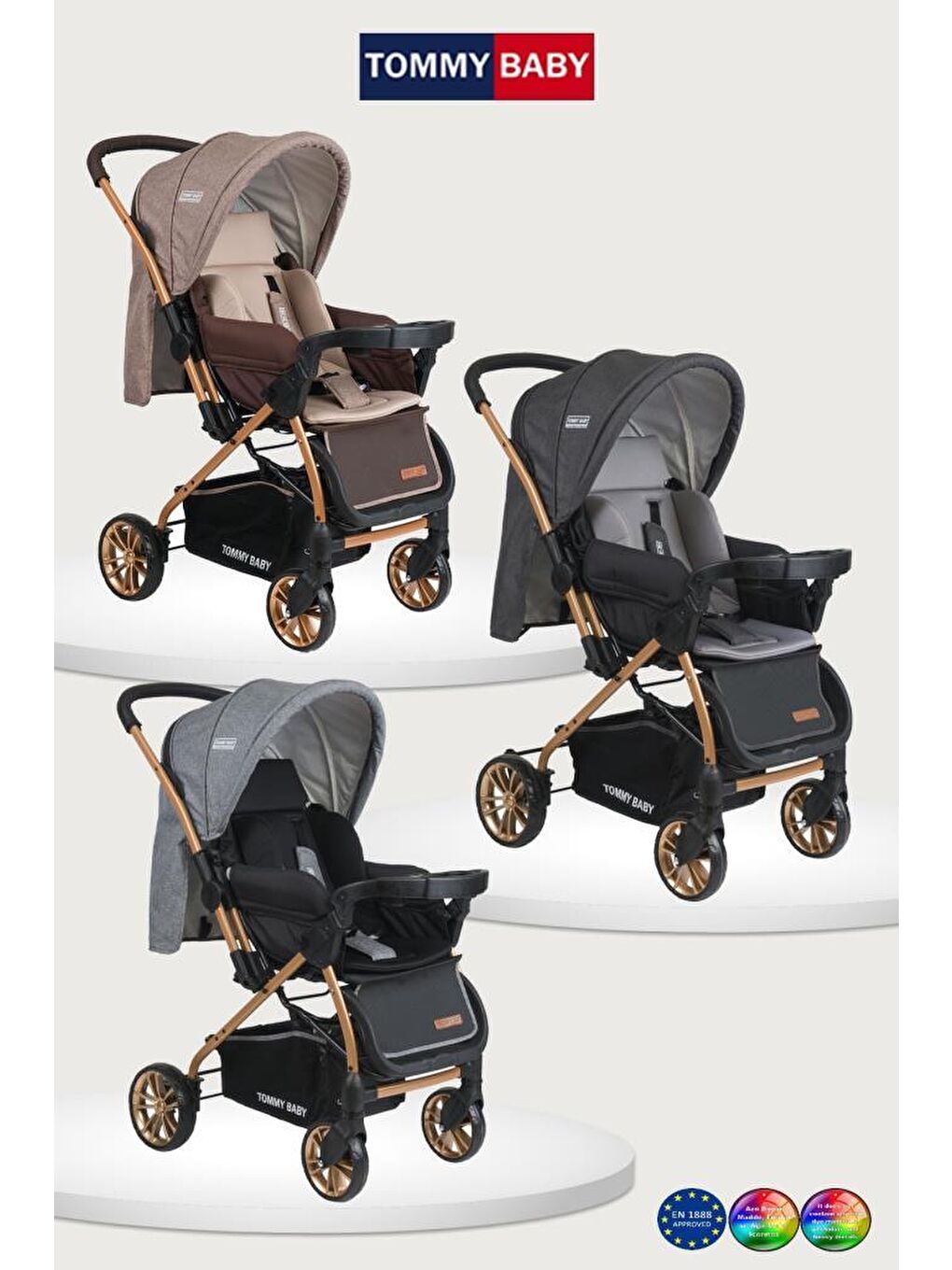 TB-980 Gold Çift Yönlü Bebek Arabası Puset-1