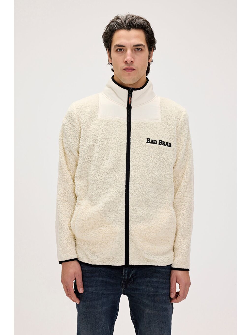 Galvin Beyaz Erkek Full-Zip Polar Sweatshirt