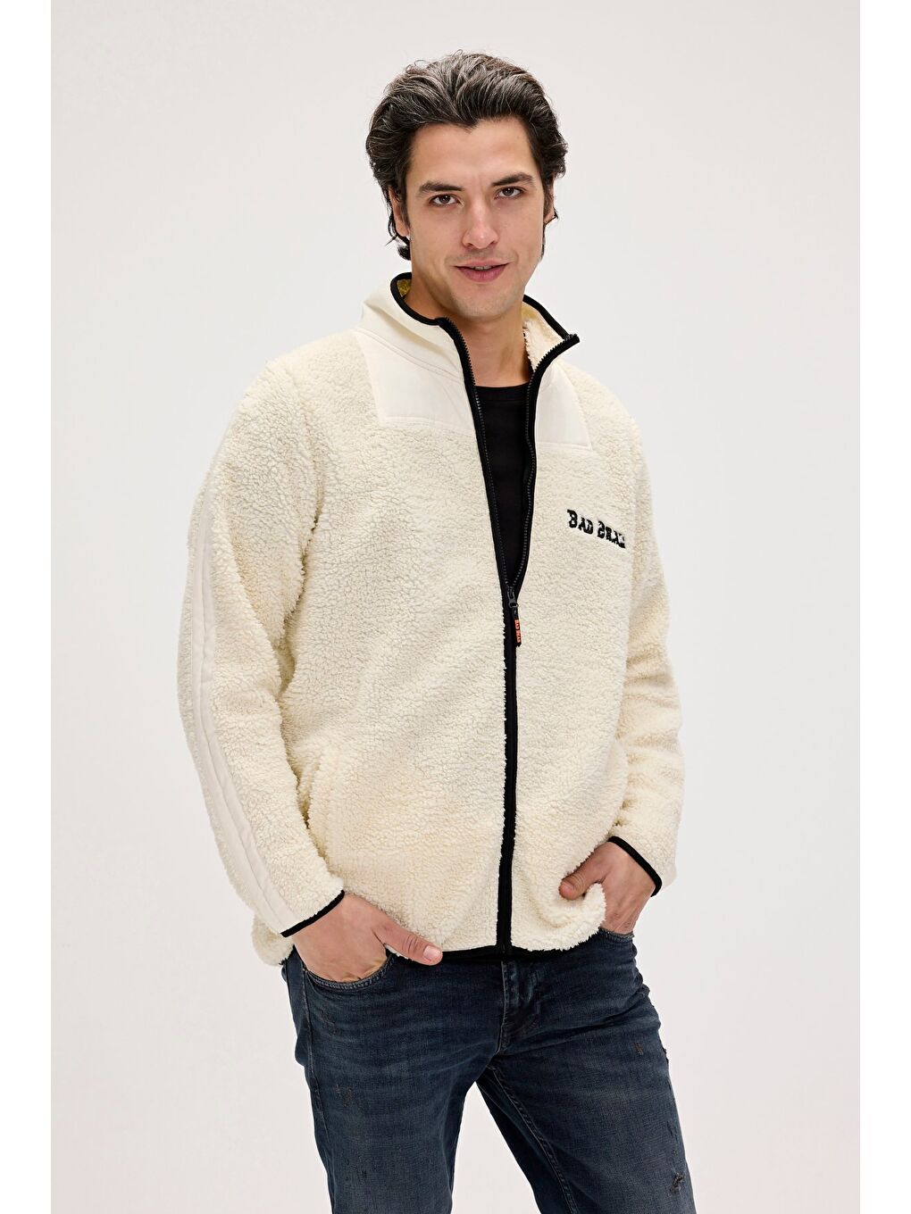 Galvin Beyaz Erkek Full-Zip Polar Sweatshirt-2