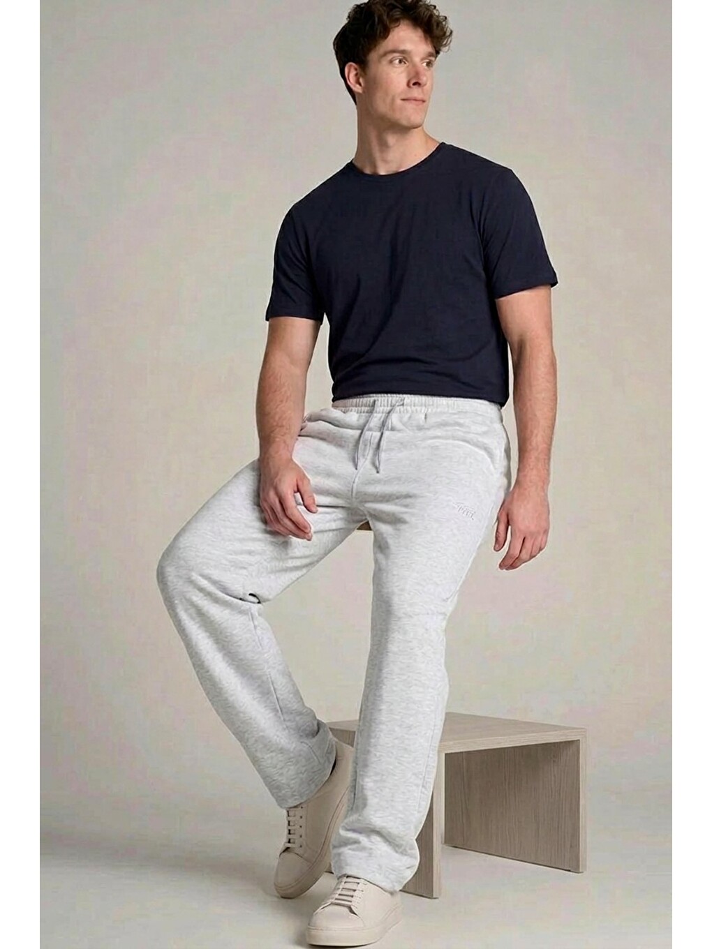 Erkek Trend Baskılı Beli Lastikli A.gri Baggy Eşofman Altı-1