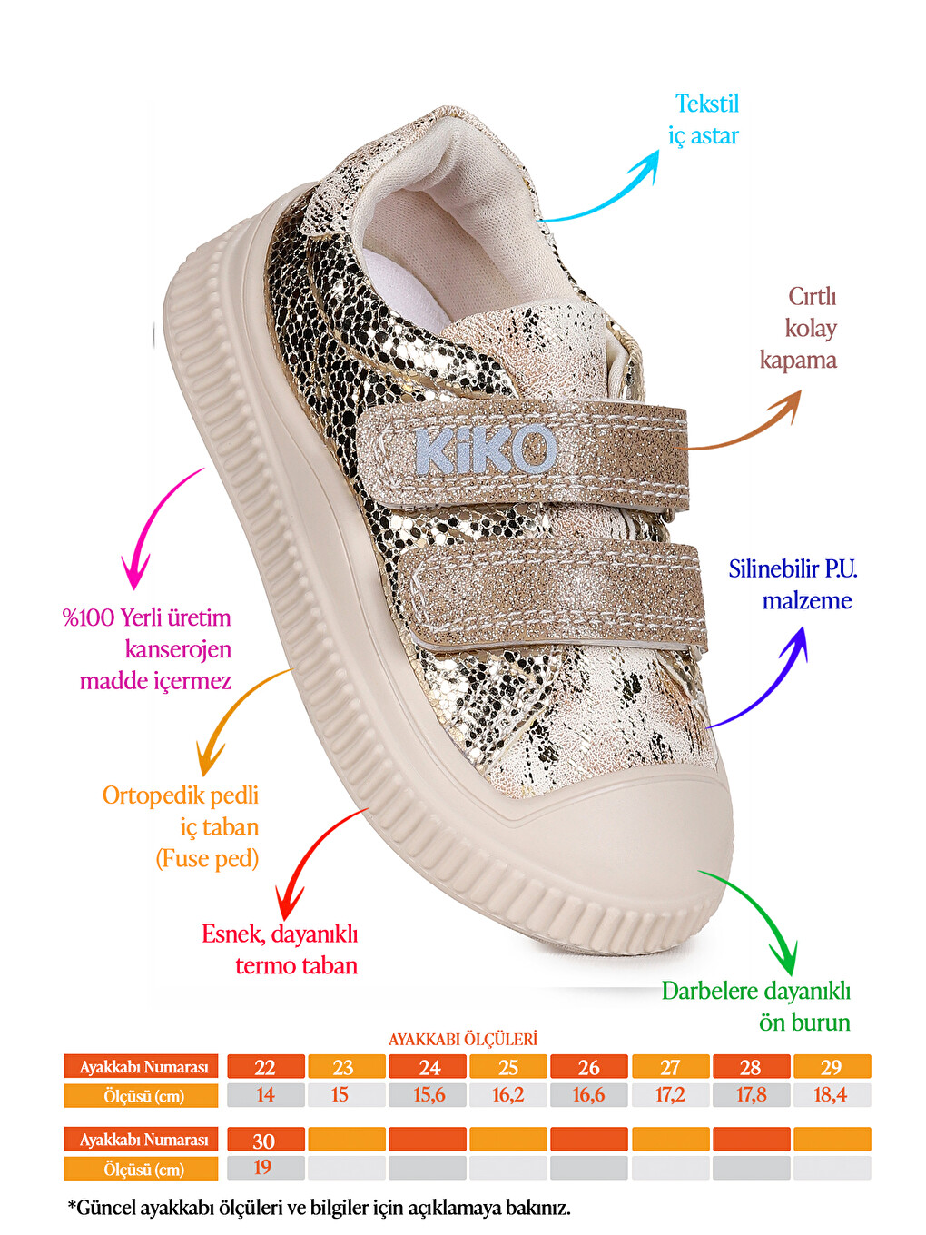 Sarı Glitter Cırtlı Kız Bebek Günlük Ayakkabı-1