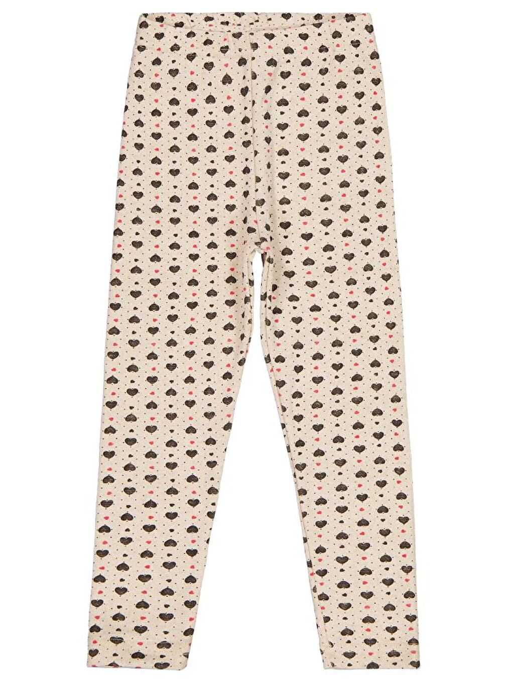 Girls Kalp Desenli 6-9 Yaş Tayt - Ekru 9-10 Yaş