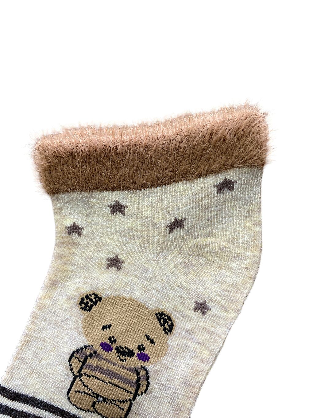 Ekru 12'li Kadın Desenli Yumoş Kaliteli Patik Çorap-1