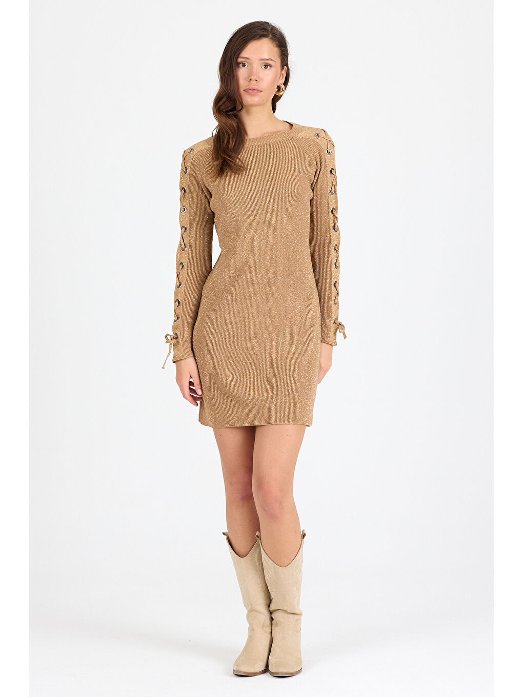 Kahverengi Kadın Triko Tunik 2405 (Standart Beden s-m-l-xl Beden Uyumludur)