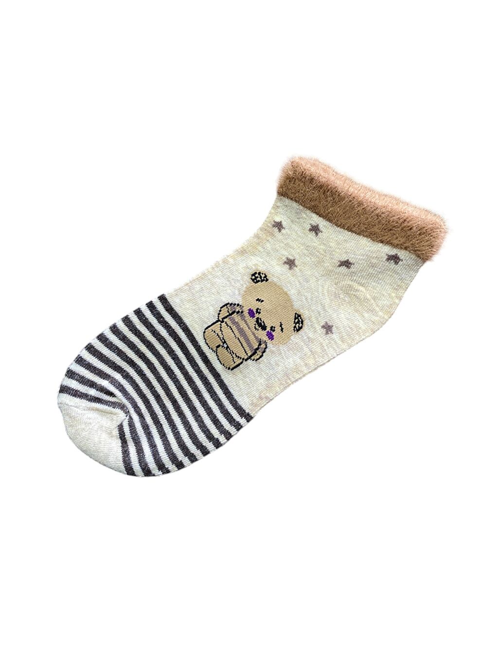 Ekru 12'li Kadın Desenli Yumoş Kaliteli Patik Çorap-2