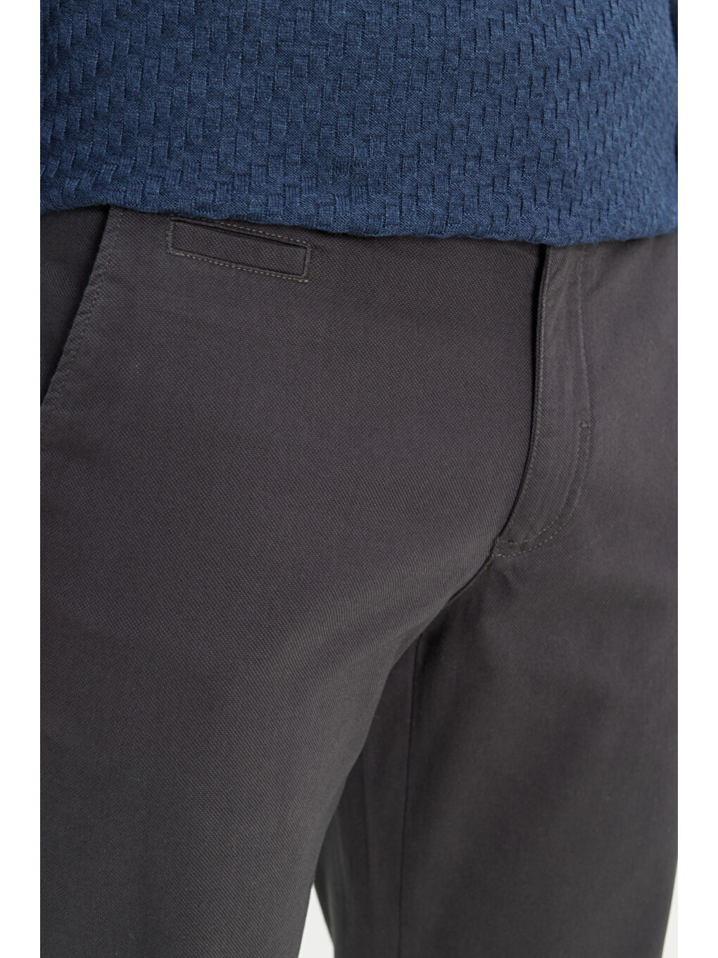 Erkek Antrasit Pamuklu Comfort Fit Rahat Kesim Yan Cepli Armürlü Esnek Pantolon-3