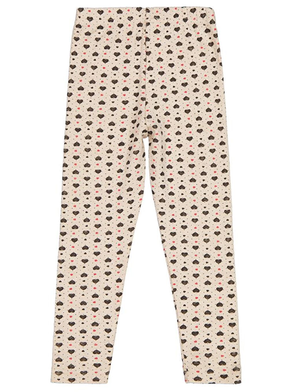 Girls Kalp Desenli 6-9 Yaş Tayt - Ekru 9-10 Yaş-1