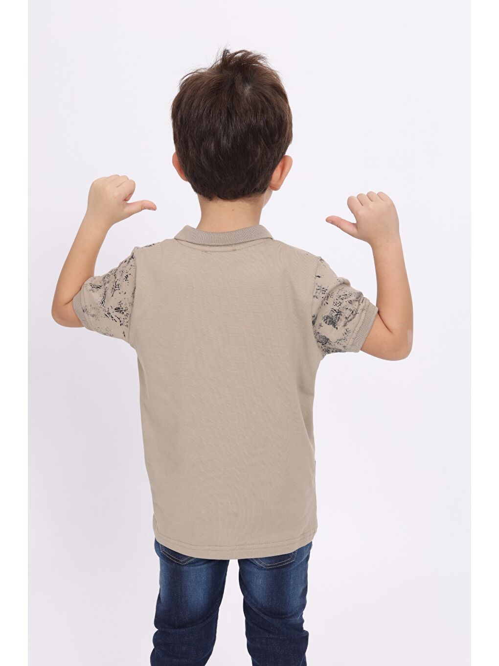 Gri Erkek Çocuk Desenli Tişört-1