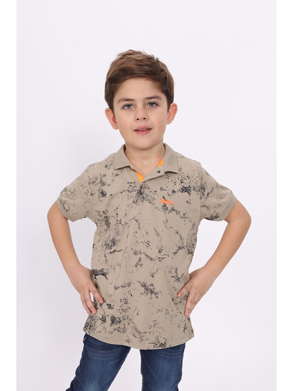 Gri Erkek Çocuk Desenli Tişört-2