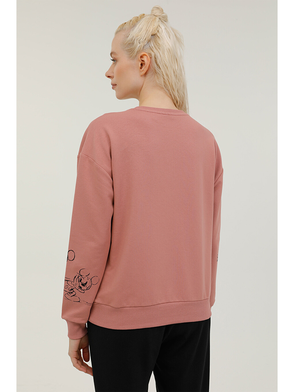W-GFL33 MICKEY AOP SWEATS Açık Pembe Kadın Sweatshirt-1